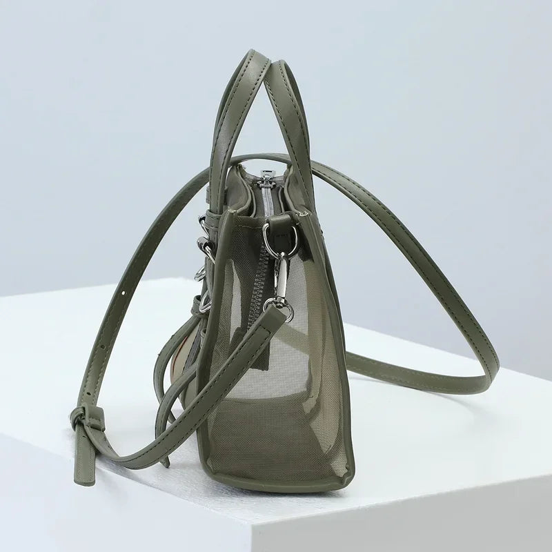 Women's Fashion Yoga Transparent Mesh Bag Luggage Sports Large-Capacity Mesh Beach Bag Swimming Bag Outdoor Fitness Bag