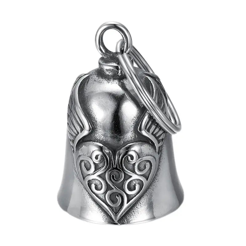 Motorcycle Riding Amulet Pendant Good Luck Heart Wing Riding Bell Retro Motorcycle Safety Jewelry Bell Decoration