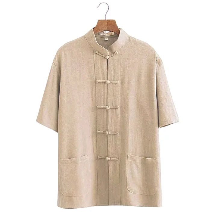 2026 New Men's Cotton Linen Tangzhuang Set Traditional Chinese Long Sleeve Suit Retro Ethnic Loose Tai Chi Clothing