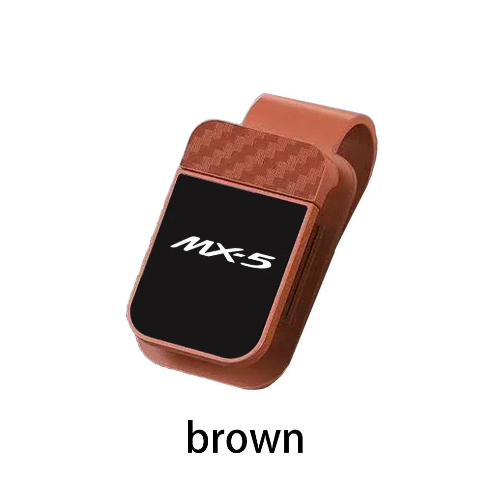Car Sun Visor, Sunglasses Eyeglasses Mount with Ticket Card Clip - Carbon Fiber Textured Eyeglass Clip For Mazda MX-5