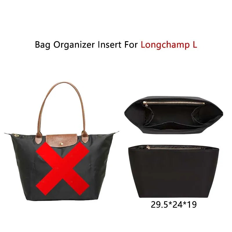 Bag organizer insert for Longchamp bag nylon material super strong fit bag support handbag insert bag accessories