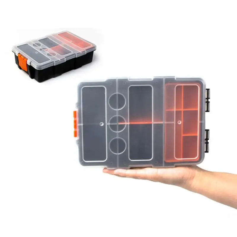 Multi Grid Hardware Organizer Toolbox Box with 12 Compartments Portable Plastic Storage for Workshop Home DIY Tasks