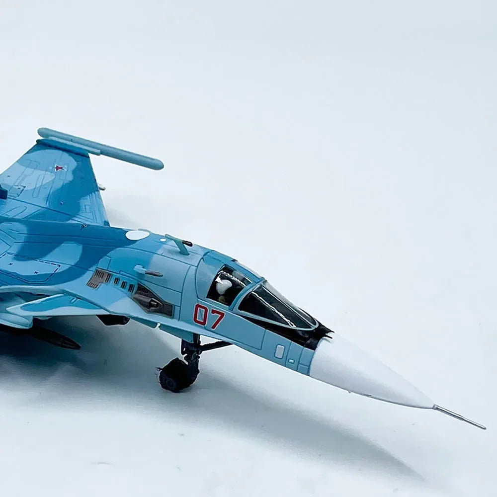 Diecast 1: 100 Scale Russian Sukhoi Cy-34 Su-34 SU34 Fullback Aircraft Model Alloy and Plastic Decorative Model Toy