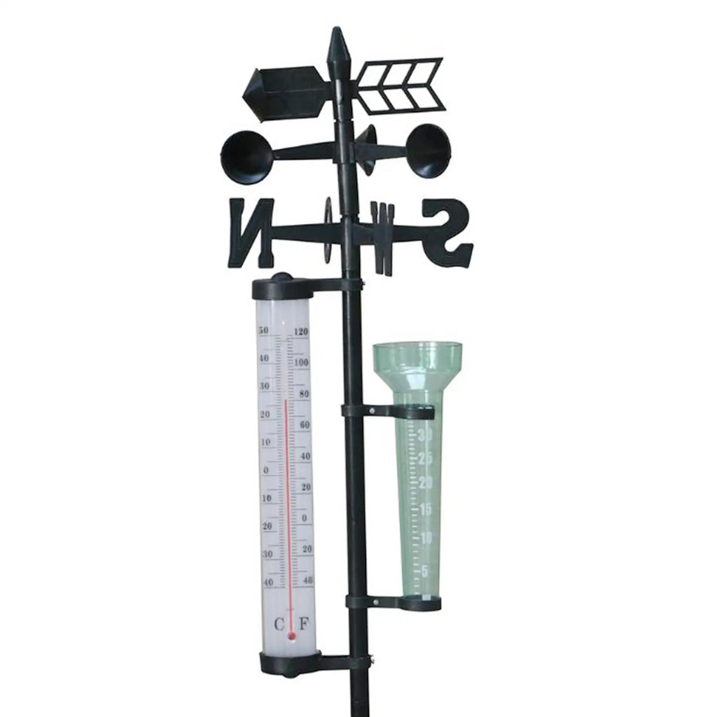 3-in-1 Weather Station Rain Gauge Thermometer Weather Vane for Yard Farm