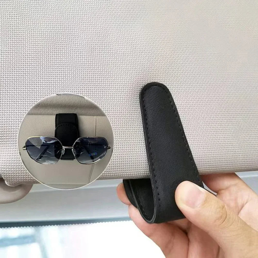 Faux Leather Sunglass Clip Strong Magnetic Sunglasses Holder Car Auto Sun Visor Eyeglass Hanger Clips Car Sunshade Accessories