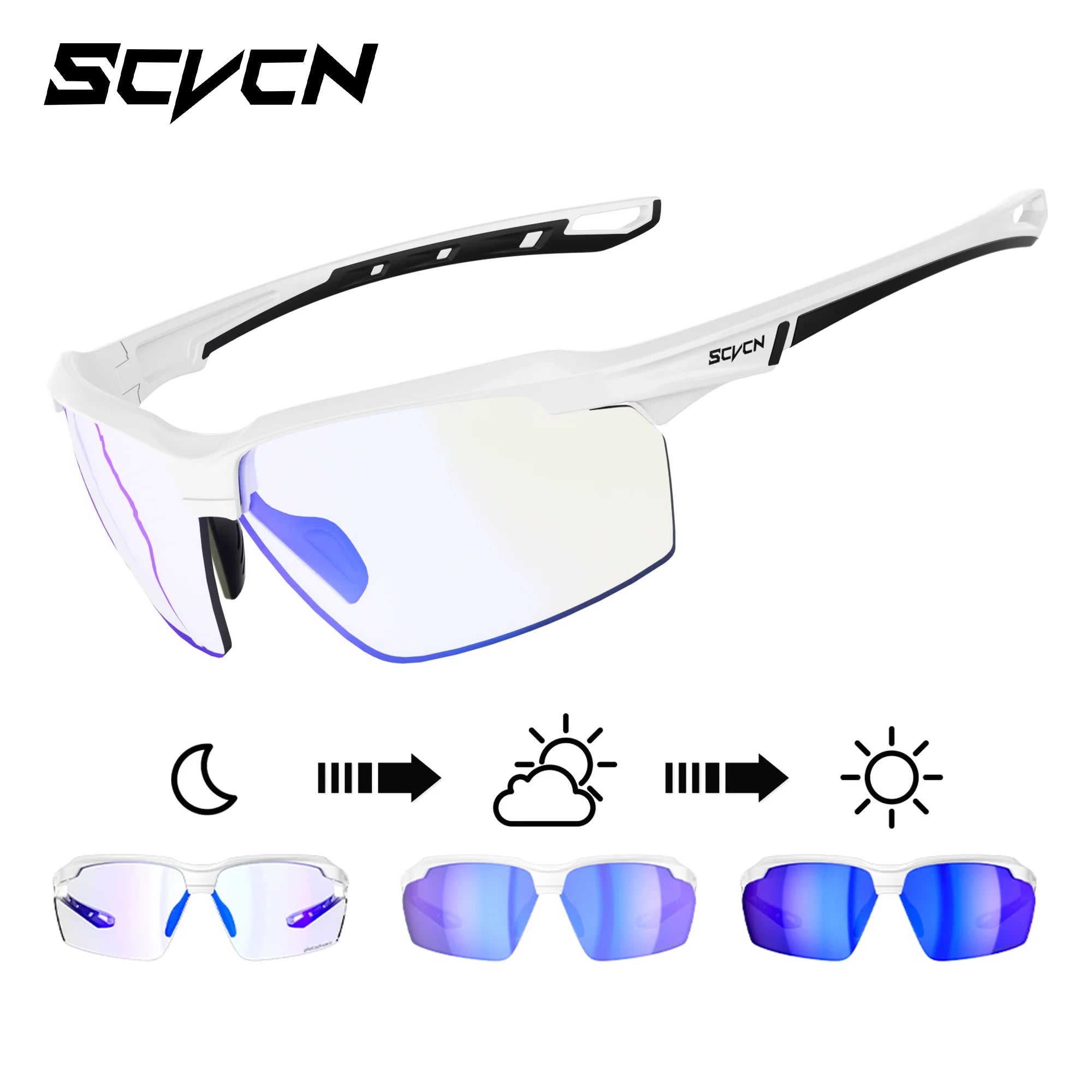 SCVCN Color Photochromic Cycling Glasses Explosion Proof Hunting CS War Game Eyewear Fashion Outdoor Airsoft Shooting Glasses