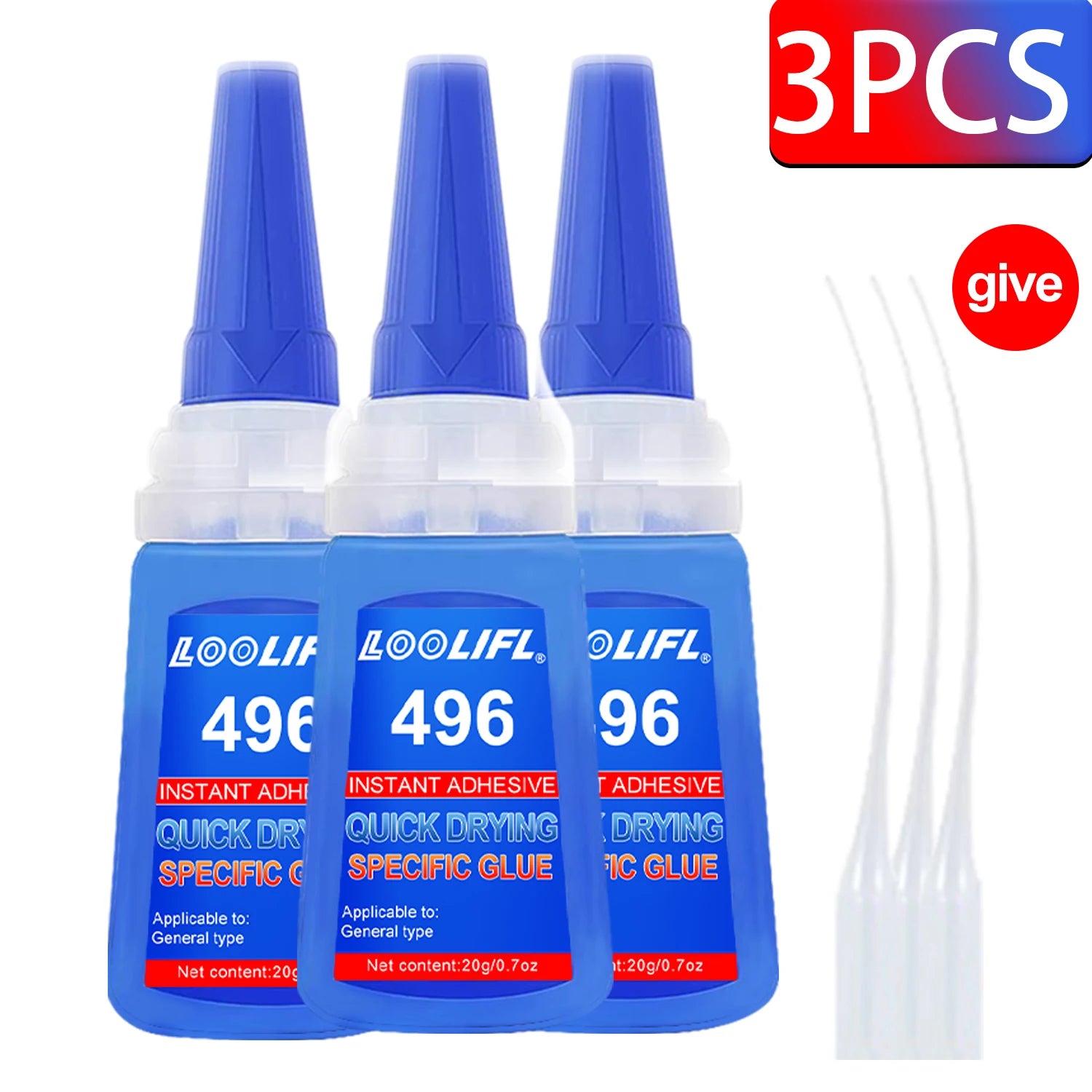 LOOLIFL401 Multi-Purpose Super Glue Cyanoacrylate Adhesive 20g Instant Fast Adhesive Rubber Wood Glass Stronger All Bonding Glue