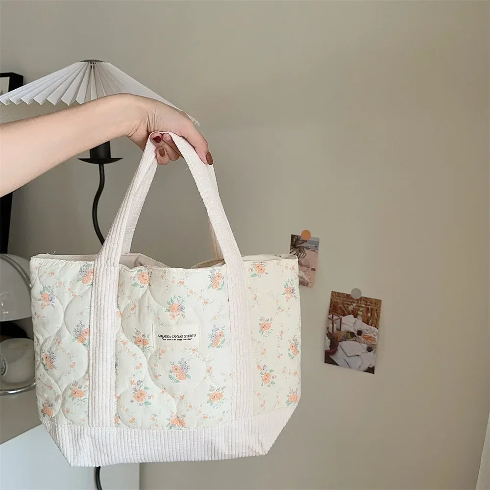 Sweet Floral Women's Bento Handbags Retro Patchwork Ladies Tote Shoulder Bags Retro Flower Female Storage Shopper Bag Purse