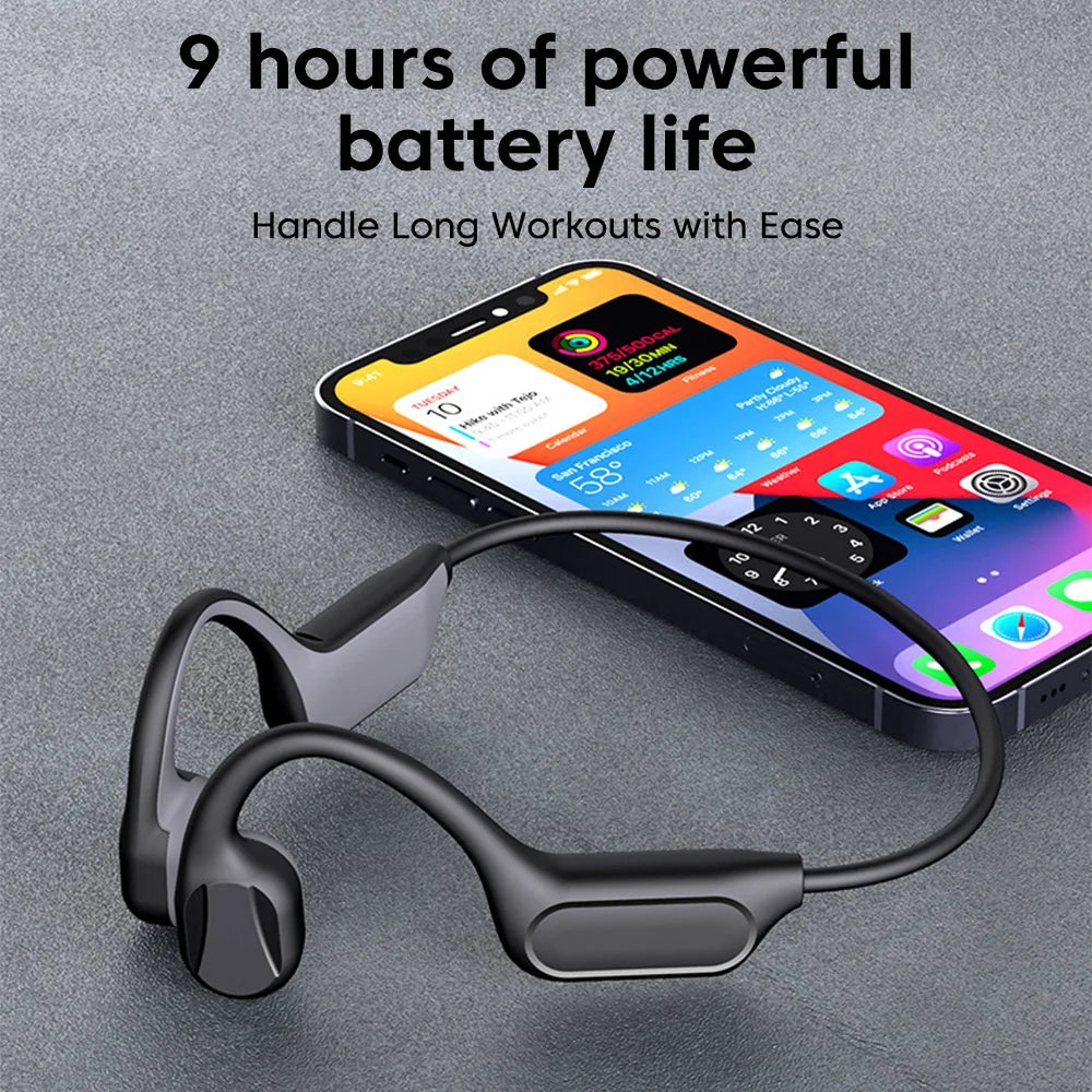 Bone Conduction Earphones Sport Wireless Headphone Bluetooth 6.0 Headset Hands-free with Mic for Running Support For TF Cards