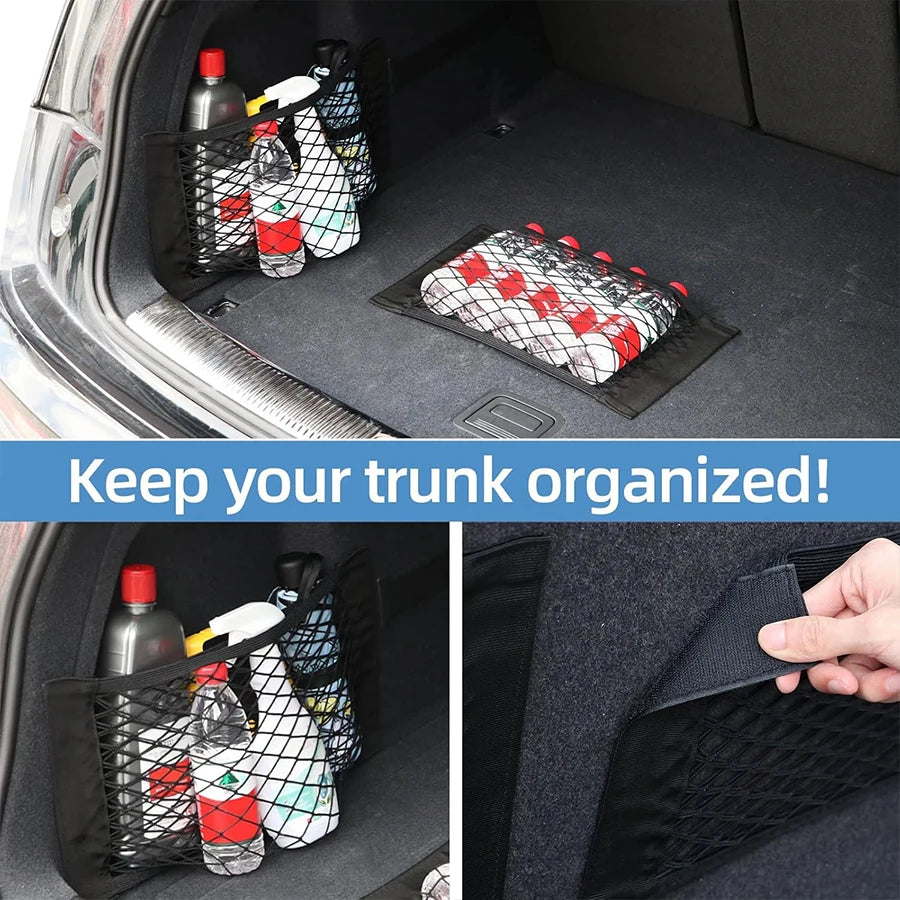 Universal Car Pouch Mesh Ceiling Netting Storage Auto Wall Sticker Net Pocket Elastic Trunk Organize Bag  Load  Mesh Storages