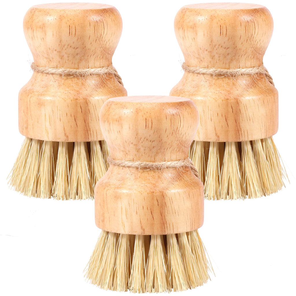 3/5Pcs Wooden Dish Brush Replaceable Long Handle Kitchen Cleaning Brush Set Natural Sisal Scrubbing Brush for Cleaning Pots Pan