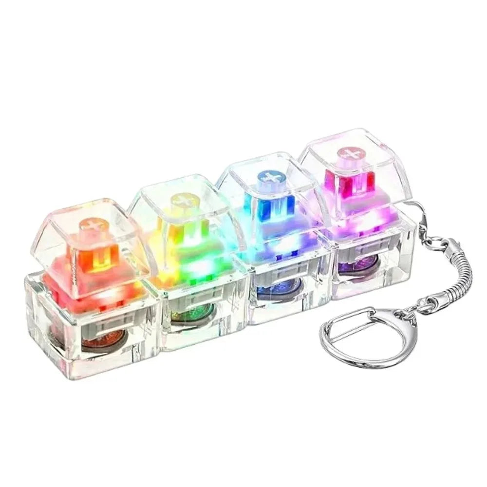/*LED Keyboard Keychain Fidget Toys Crystal Clicker Sensory Toy for Stress Relief Keyboard Keychain Fidget Gadget for Adults Kid