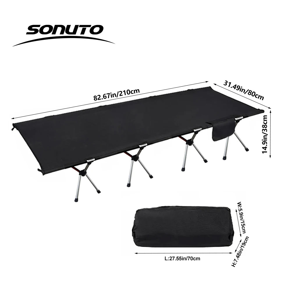 210X80cm 600D Oxford Camping Cot, Portable Folding Bed 210x80cm, 4kg Lightweight, Easy Setup for Outdoor Hiking Travel
