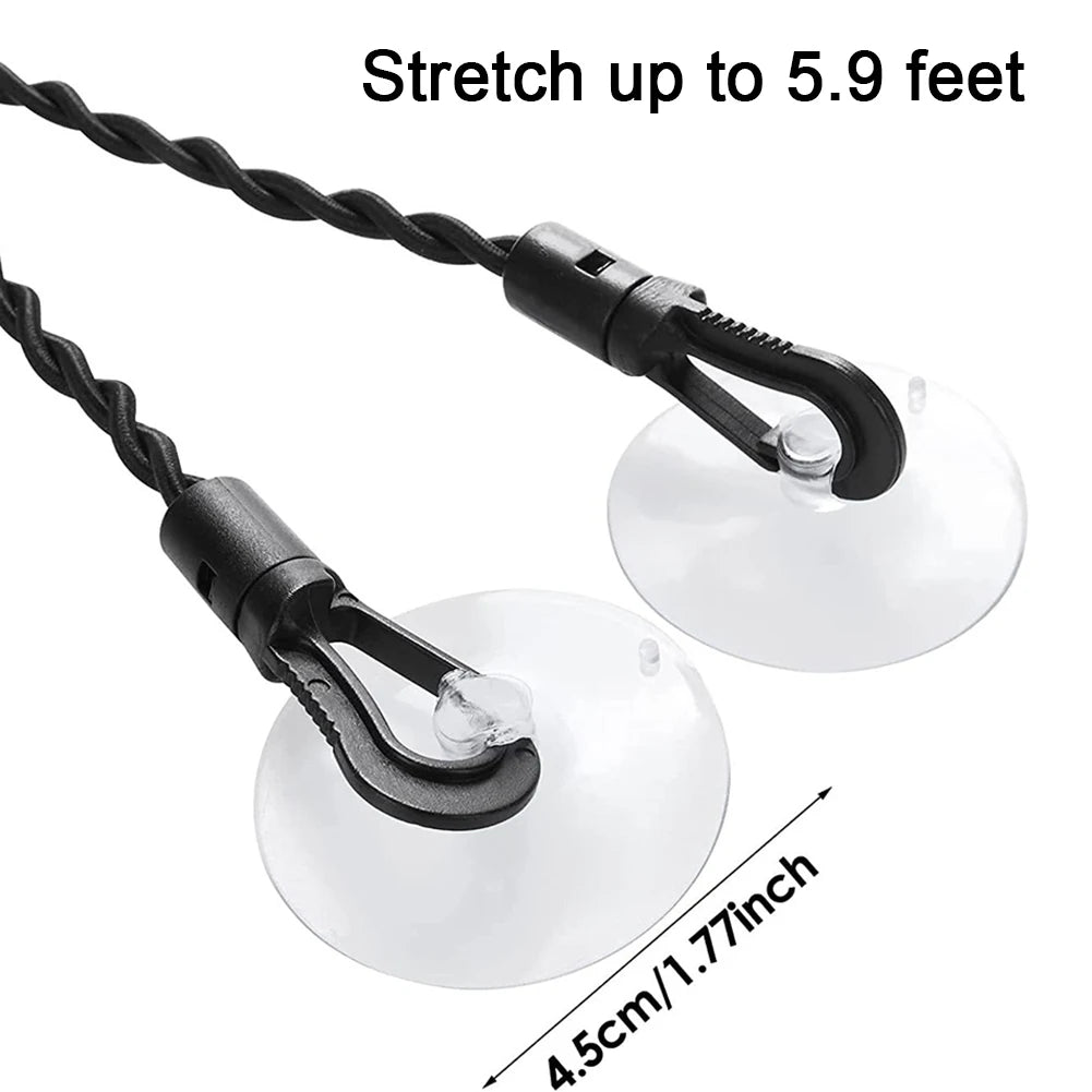 Powerful Suction Cup Stretch Clothesline With Hooks Easy Installation Laundry Line For Hotel Room
