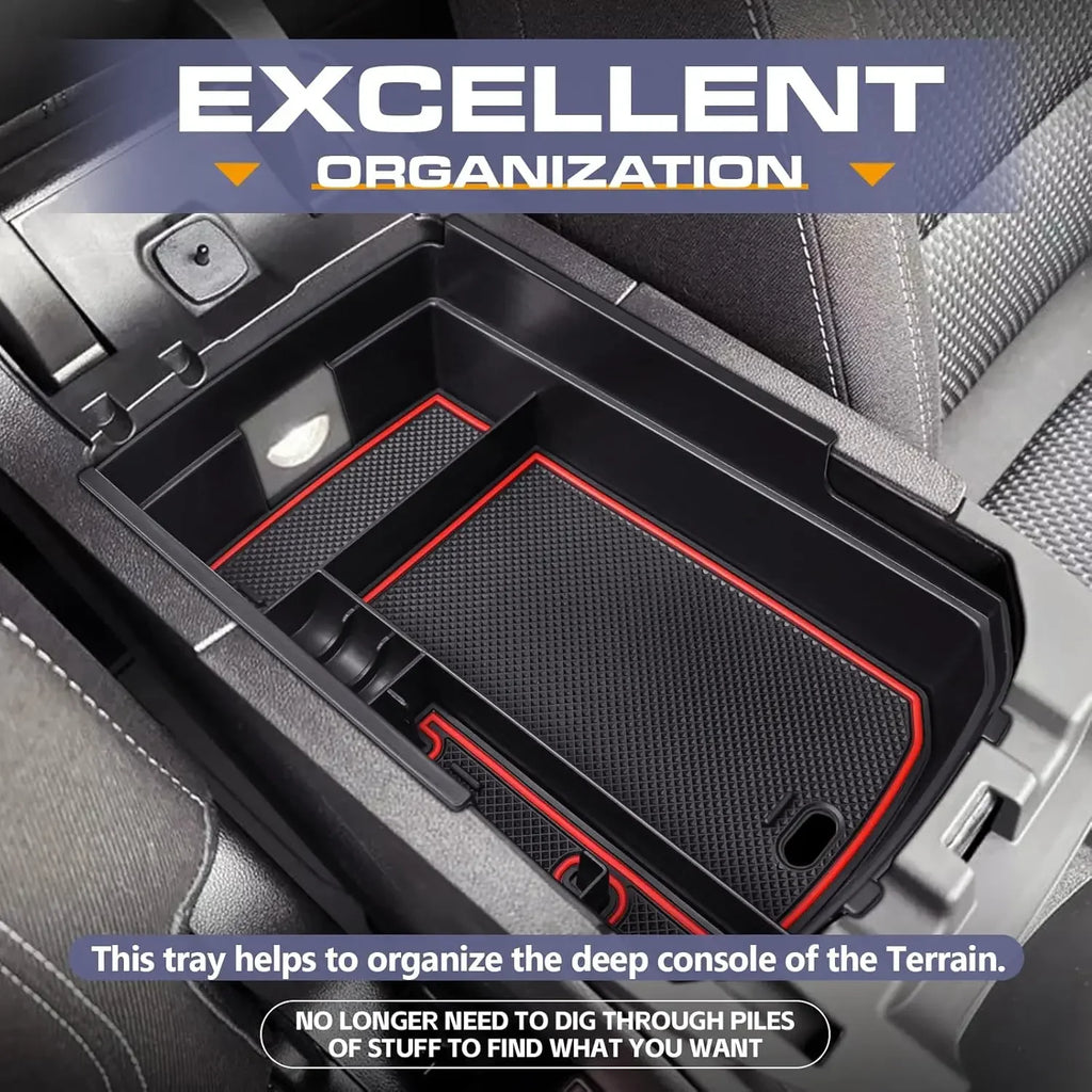Center Console Organizer Tray Compatible For GMC Terrain 2018-2024 Accessories Center Console Organizer Car Armrest Storage Box