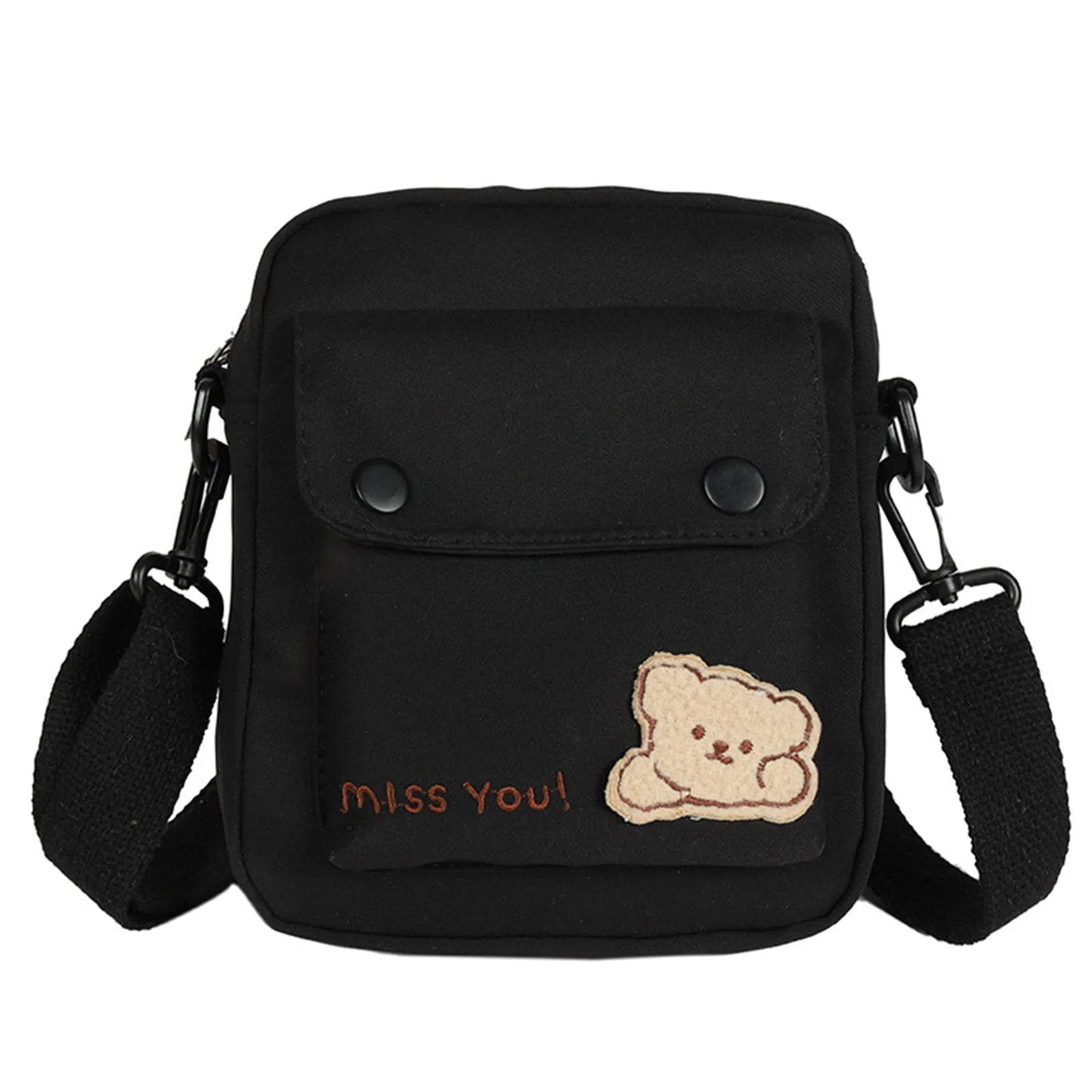 Kawaii Backpack Women'S Cute Versatile Cartoon Bear Canvas Bag College Student Crossbody Bag Backpack Shoulder Bag Purses