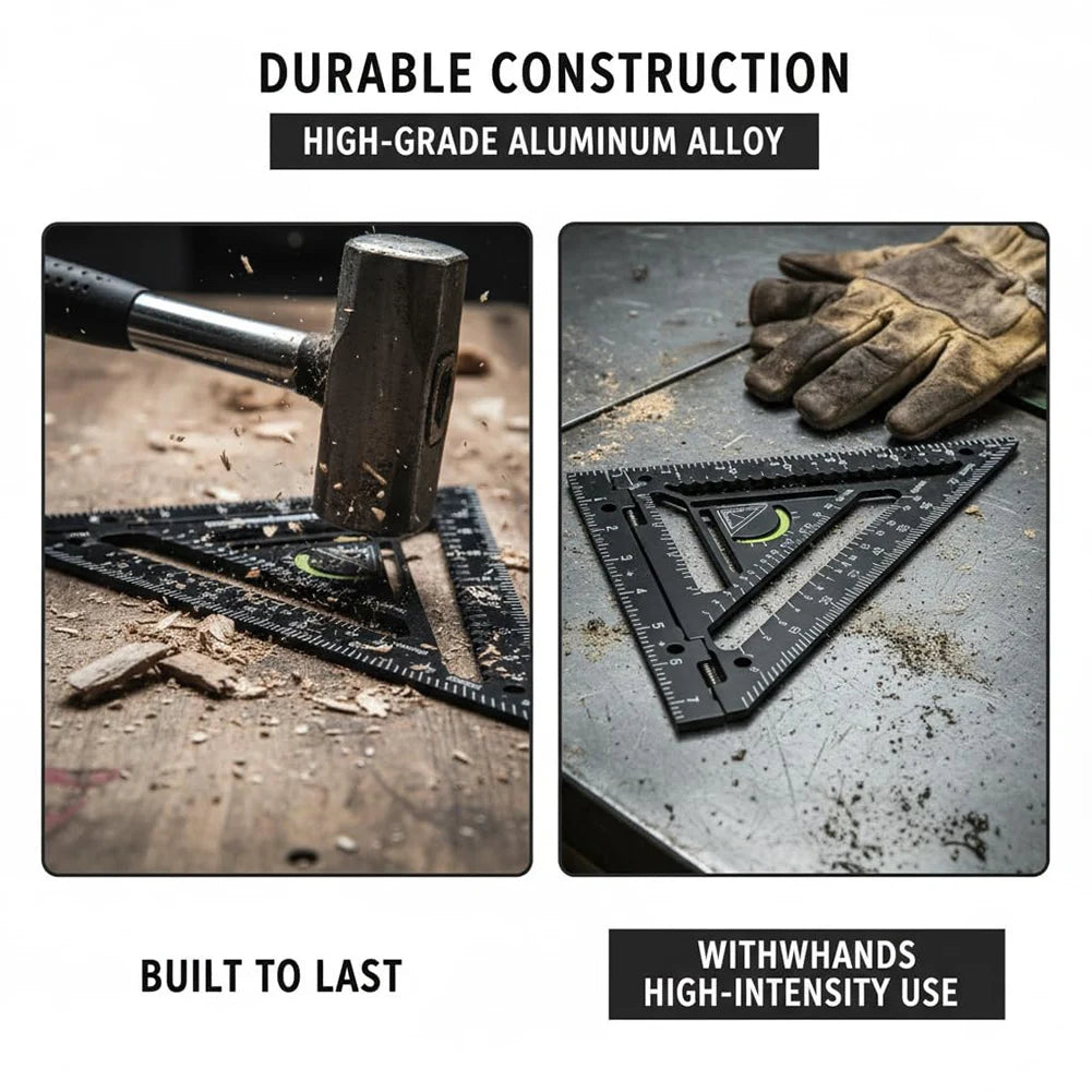 Smart-Squares Tool Adjustable Woodworking Rafter-Square with Level Aluminum Alloy for Precise Marking Layout for Measuring