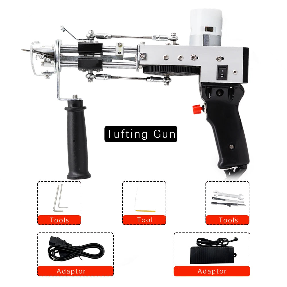 Tufting Gun 2 in 1 Set Electric Carpet Tufting Gun Electric Carpet Tapis Knitting Tufting Pistol Weaving Flocking Rug Machine
