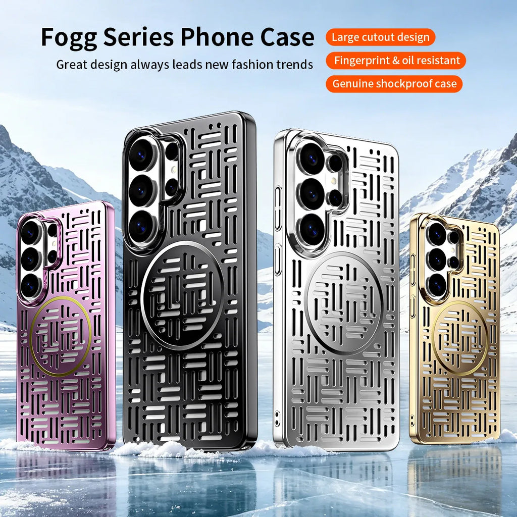 Fuzi Hole Heat Dissipation Phone Case,For Samsung S26 S25 Ultra With Built-in Magnetic Protection Back Cover,Stylish And Durable