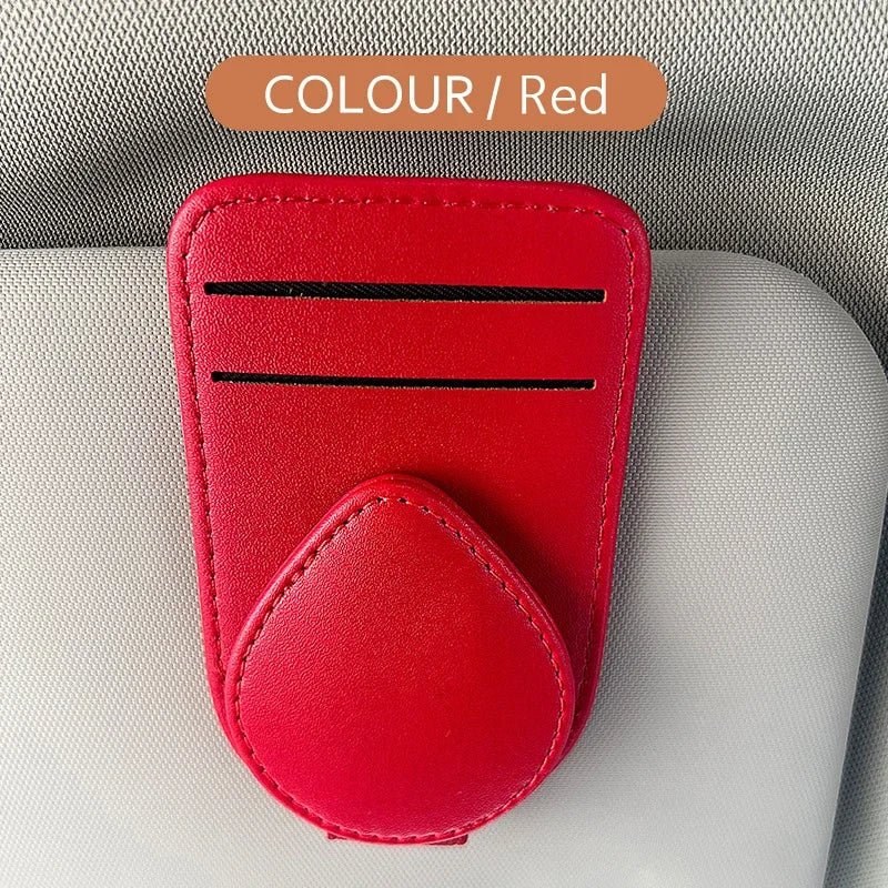 Car Sunglasses Holder Clip Universal Auto Sun Visor Eyeglass Hanger Cards Glasses Storage Bracket Leather Interior Accessories