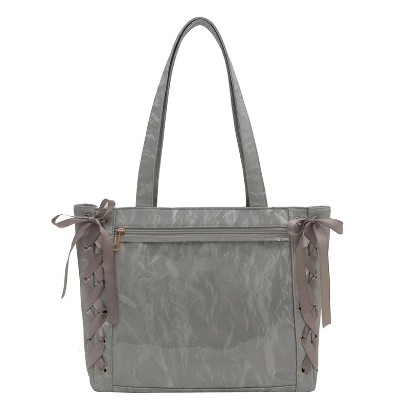 Jk Elegant and lovely leisure Ita bag Women's shoulder bag Leather sweet lolita Japanese transparent fashion handbag