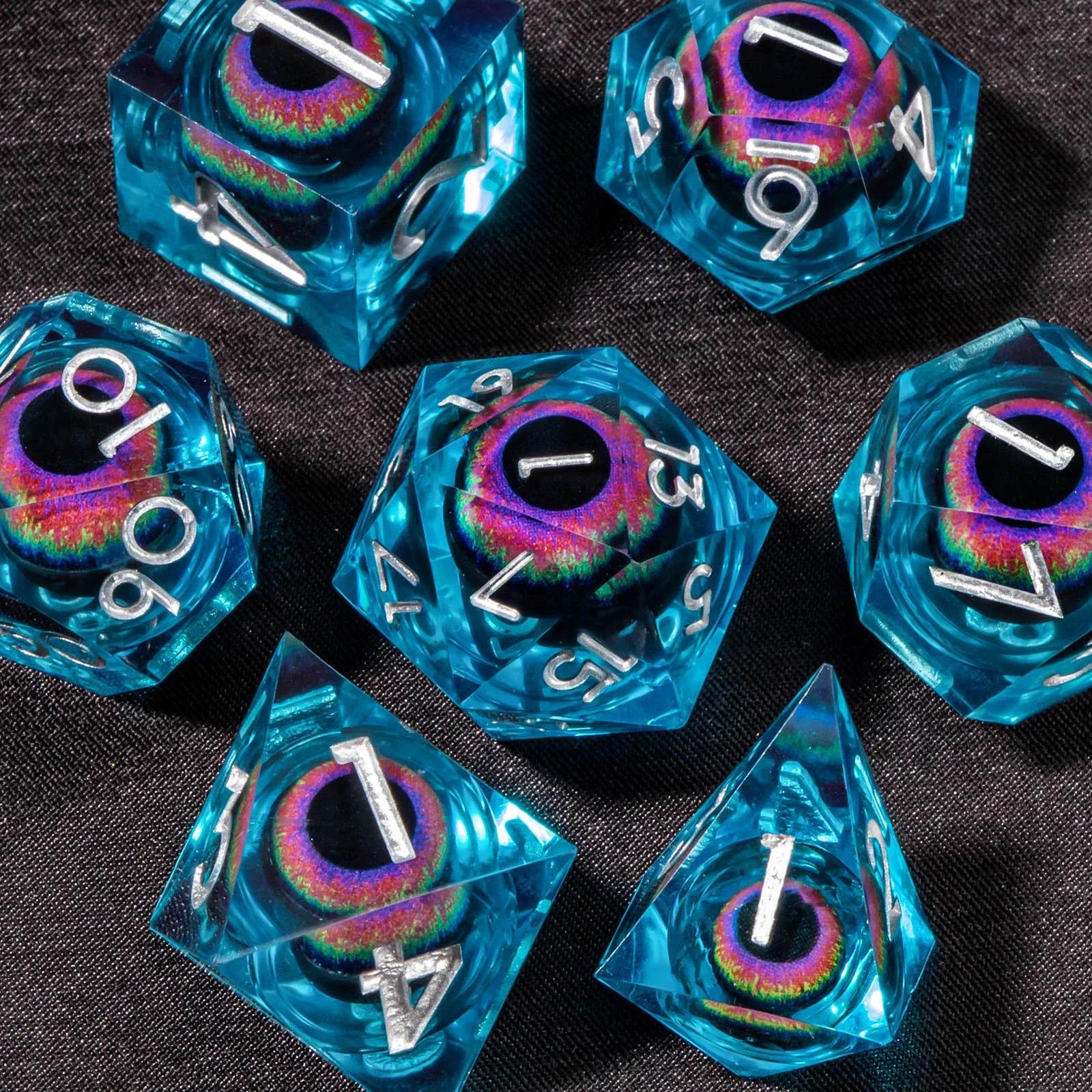 DND Liquid Core Dice Set D&D, Sharp Edge Resin Dungeon and Dragon Dice, Role Playing RPG D and D Dice D20 D12 D10 D8 D6 D4