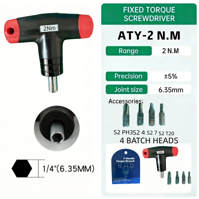 ALIYIQI 1,2,3,4,5,6 N.M Six Models T-Type Fixed Torque Screwdriver 5% Accuracy Hand Tools Torque Wrench Repair Bicycle Tools