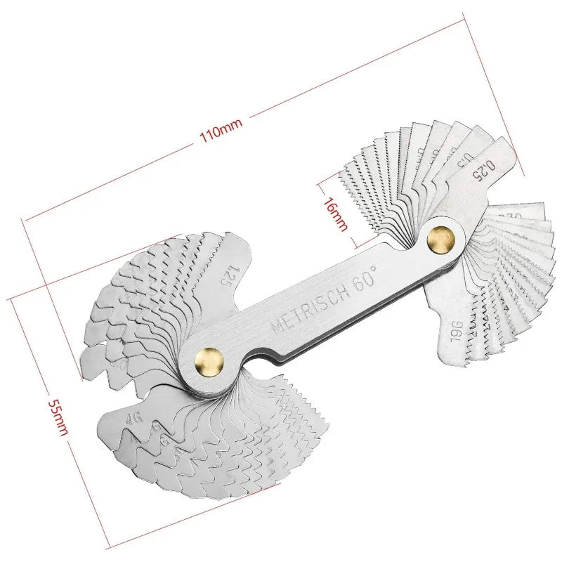 55/60 Degree Metric Inch Thread Plug Gauge Gear Tooth Screw Pitch Gauges Measuring Center Metrisch Thread Measurement Tools