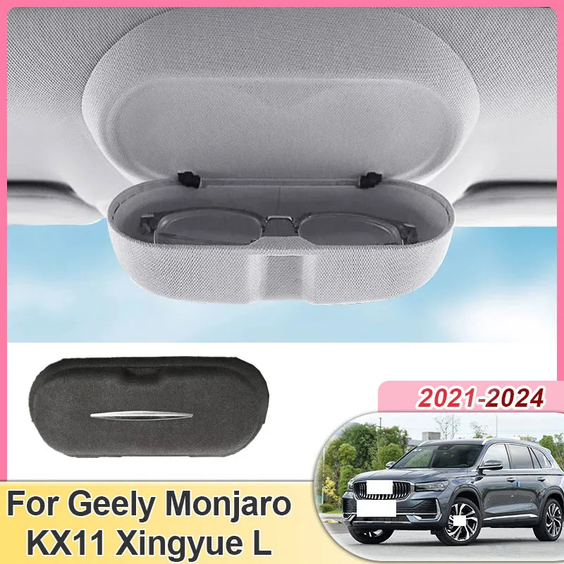Car Glasses Case For Geely Monjaro KX11 Xingyue L 2021-2024 Spectacles Holder Box Interior Sunroof ABS Sunglasses Clip Organize