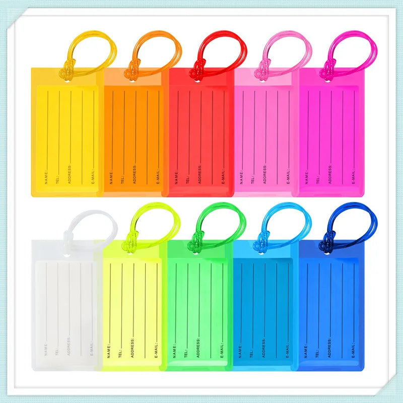 PVC Fluorescent Colorful Luggage Tag Holder Boarding Pass Travel Tag Card Cover Aircraft Anti Loss Hang Tags