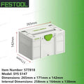 FESTOOL 577818 Systainer³ SYS3 S 147 Mini T-LOC Stackable Tool Storage Case, Portable and Categorized Storage Box