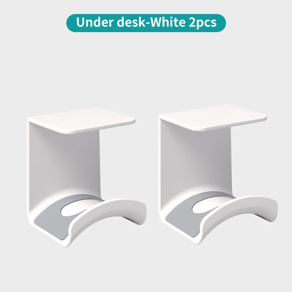 Universal Headphone Stand No Punching Plastic Wall Mount Hanger Under Desk Headset Rack Holder Support for Gaming Earphone