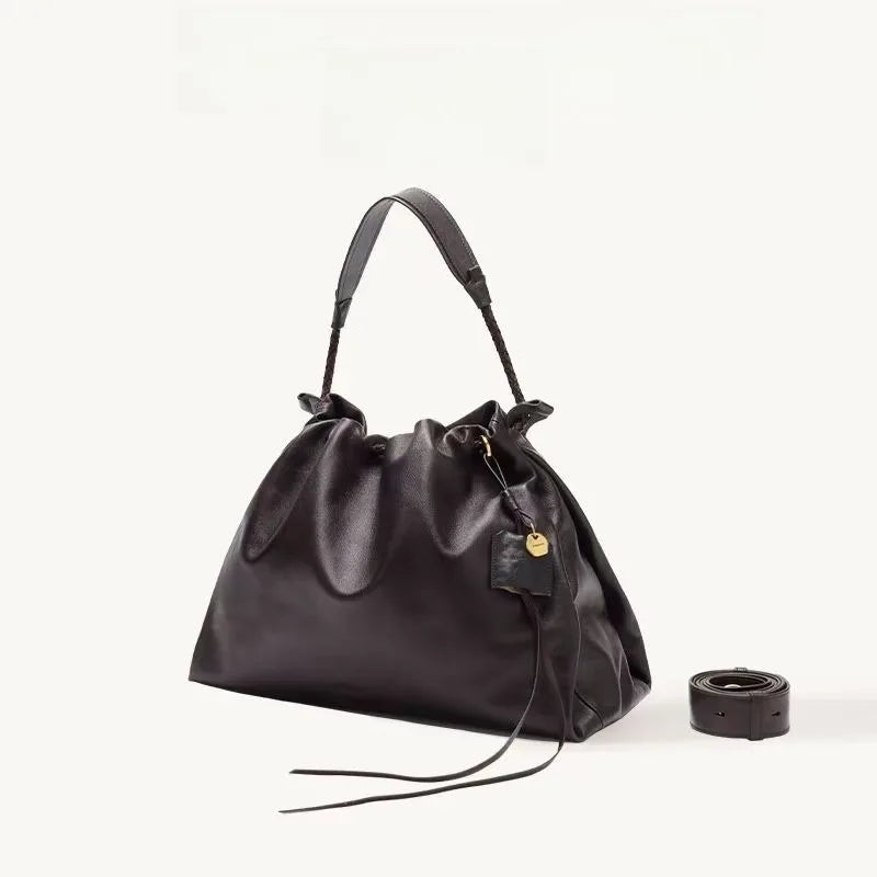 S New Commuting Shoulder Bags Women's Handbags Large Capacity Tote Bags Fashionable and Simple Drawstring Bags Popular for Women