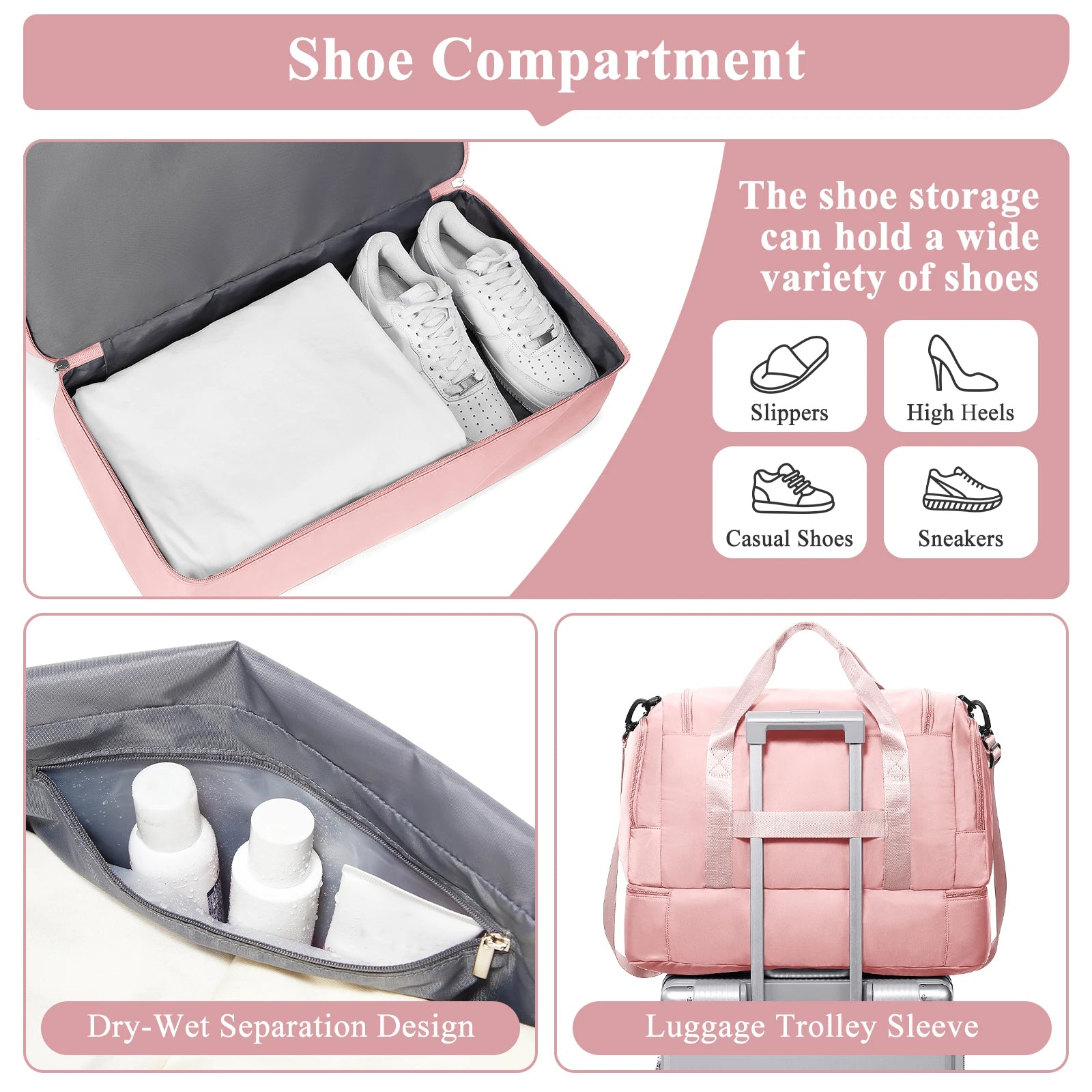 Large Capacity Travel Bags Hand Luggage Bag Sports Shoulder Crossbody Backpack, Short Distance Package Bags，Clothing Storage Bag