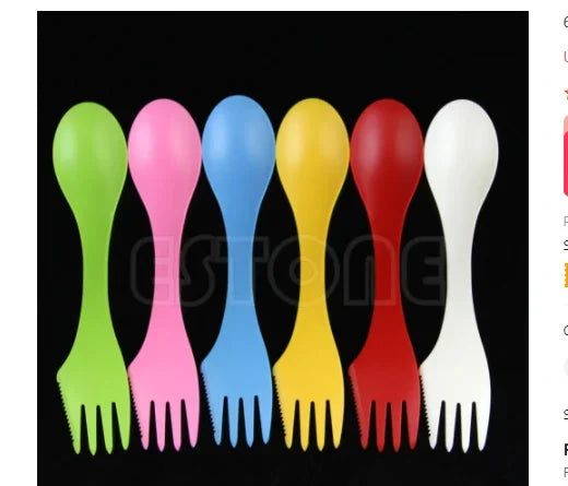 6x Spoon Fork Knife Camping Hiking Utensils Spork Combo Travel Gadget Cutlery
