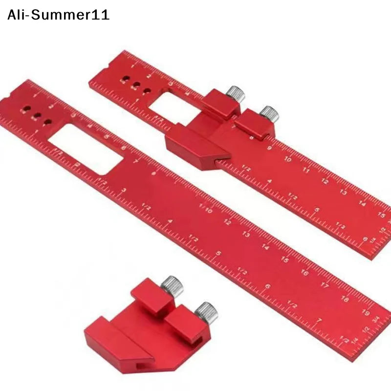【Wq0】T Type Pocket Ruler Inch Metric Measuring Tool With Slide Stop For Carpentry Marking Multi-function Measuring Aid Tool