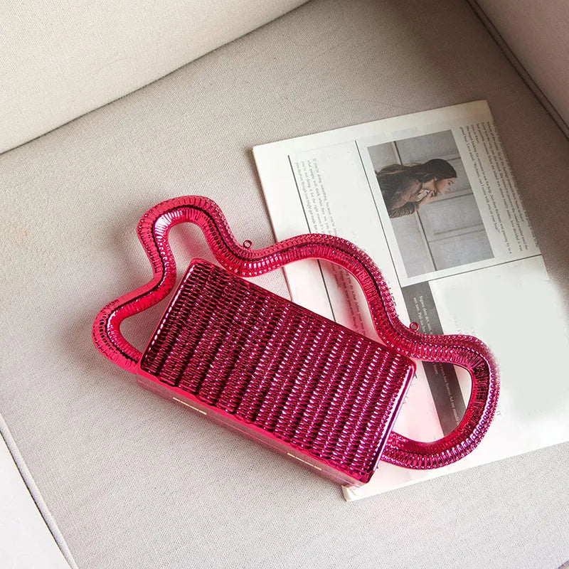 Trendy metallic woven vegetable basket box bag small square bag niche design fashion creative dinner bag