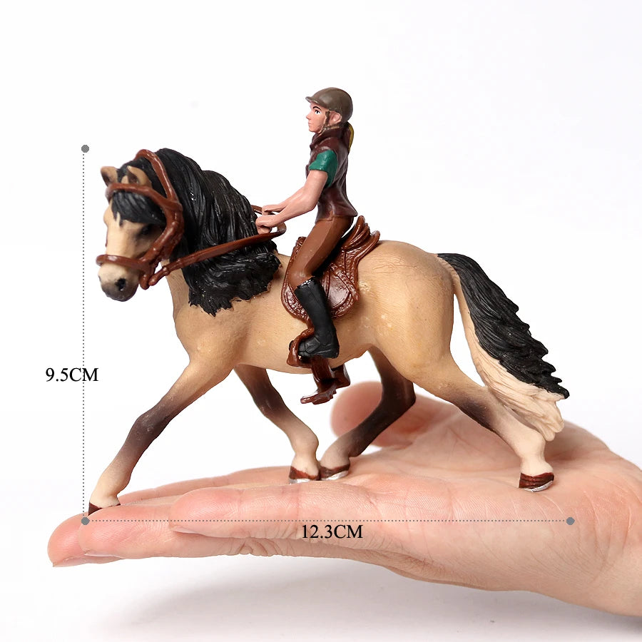 Realistic Equestrian Rider Horse with Saddle and Bridle Riding Playset Model Figures Decoration Educational Toys for Kids