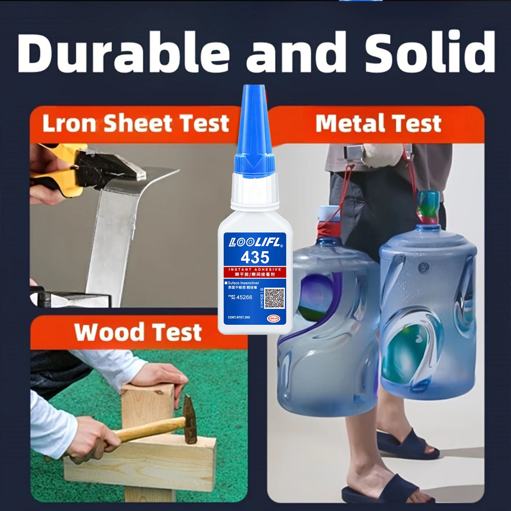 LOOLIFL 20g 435 Super Glue Quick-drying Cyanoacrylate Instant Leather Rubber DIY Wood Metal Strong Bond Liquid Adhesive Tool
