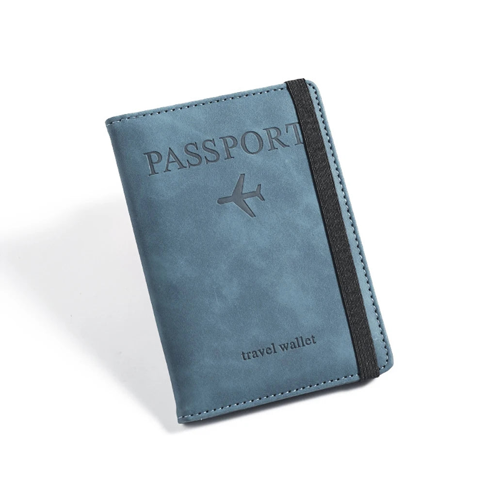 Customized Name PU Men's RFID Passport Holder 2-Style Envelope, Airplane Pattern Printed Anti-Theft Passport Wallet, Minimalist