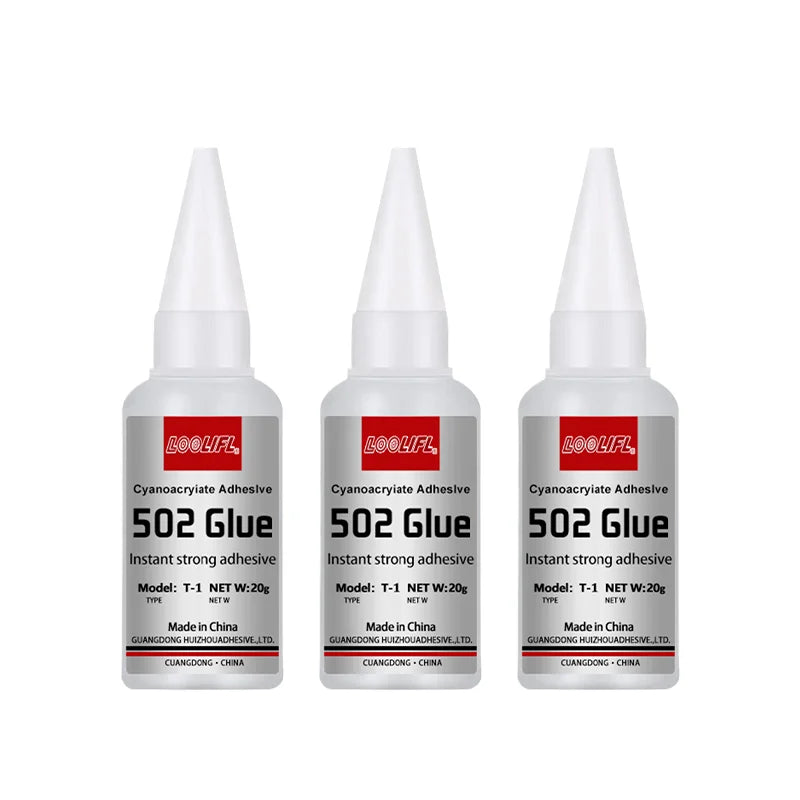 LOOLIFL 502 Super Glue Instant Quick-drying Cyanoacrylate Adhesive Leather Rubber Glass Wood Metal Strong Bond Liquid Glue Tool