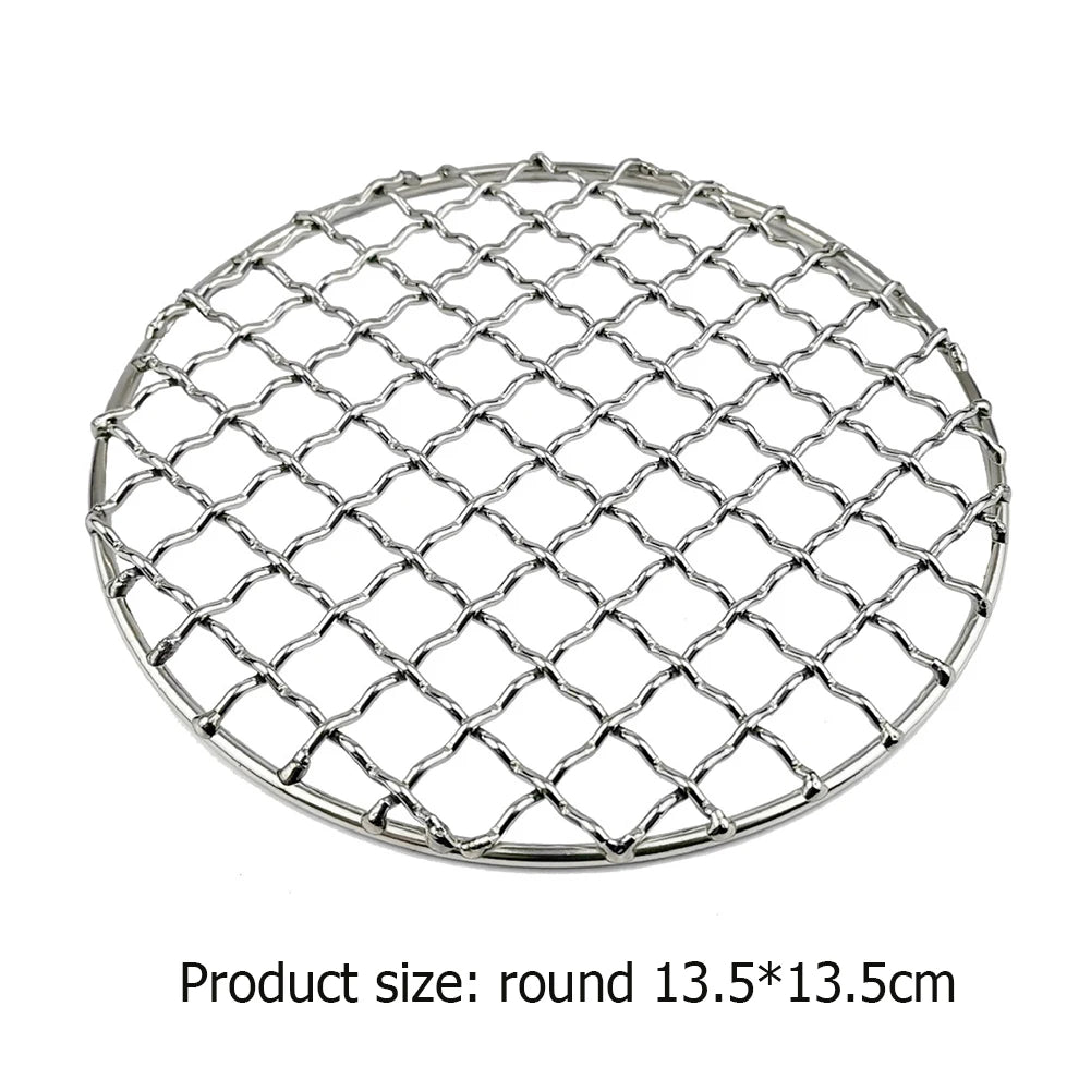 BBQ Grill Mesh Home Roast Net Cooking Grate Stainless Steel Grilling Grate Tool for Outdoor Activities Traveling Picnic