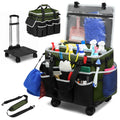 Rolling Cleaning Caddy Bag Tool Bag Cleaning Tools Storage Bag Professional Portable Large Cleaning Bag With Wheels Oxford Bags