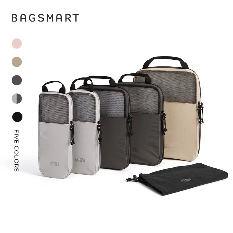 BAGSMART 6PC Compression Packing Cubes Large Capacity Travel Storage Bag Portable Luggage Organizers for Clothes