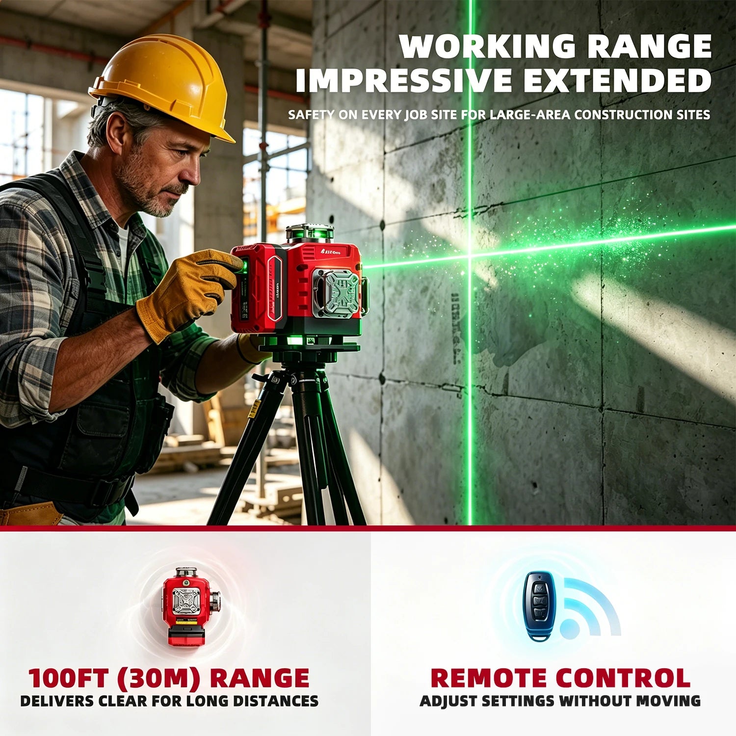 YEVOLT Laser Level 360 Self Leveling with Tripod 4D Lazer Level 4x360° Cross Line Laser for Construction Project Renovation Tool