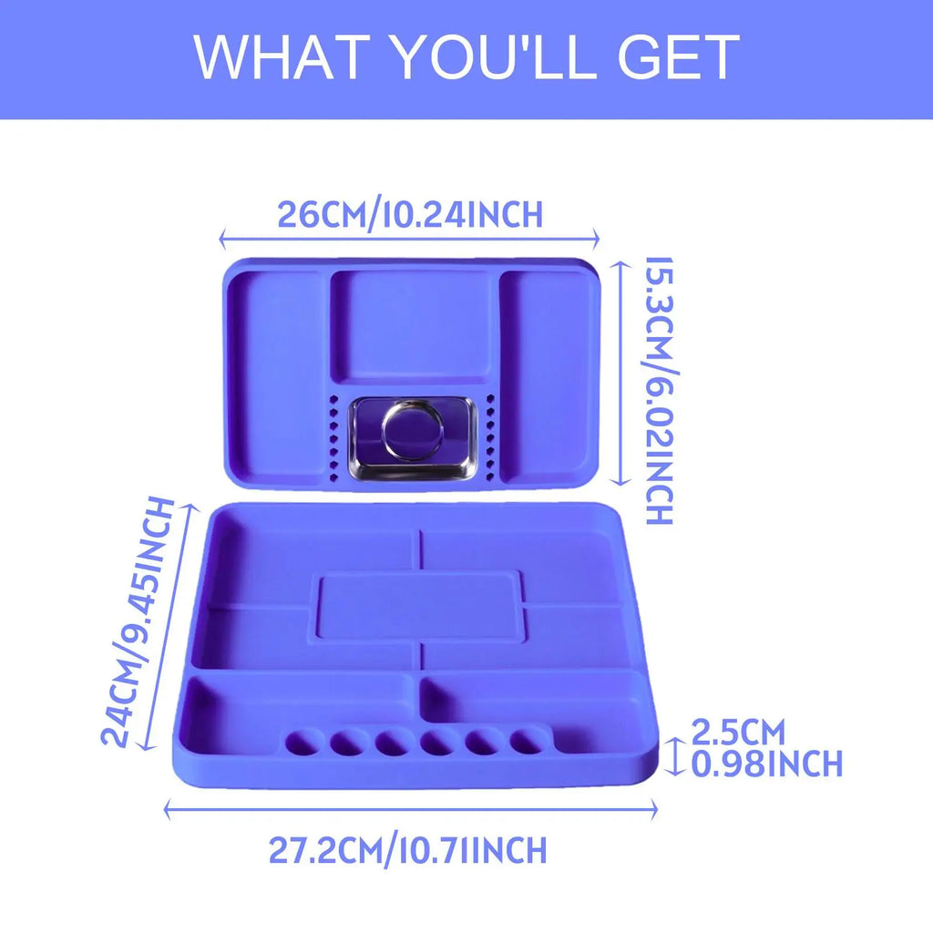 Magnetic Tool Organizer Tray Silicone Non Slip Storage Holder for Automotive Garage Workshop Use