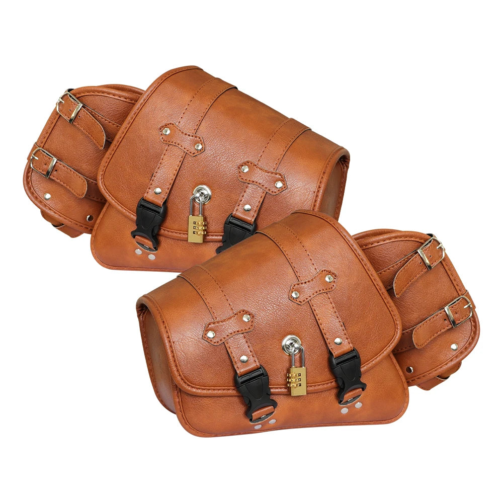 Sacs de selle de moto rétro pochette mallette de rangement valise de réservoir de bagages latéraux sacs en cuir PU/PVC