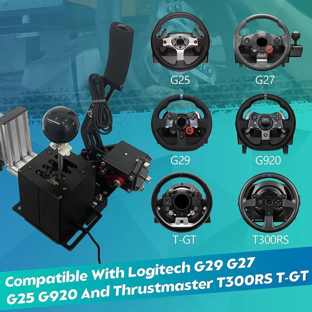 PC USB Simulator Shifter Handbrake with 7+R H Shifter Clip For G29 G27 G920 T300RS