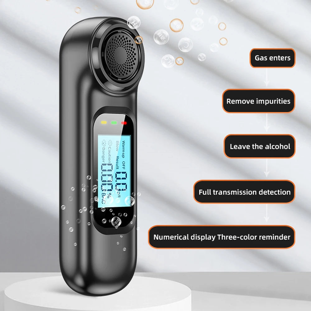Portable Digital Breathalyzer Mini Professional Rechargeable Alcohol Tester Breathalyzer Drink Driving Analyzer LCD Display
