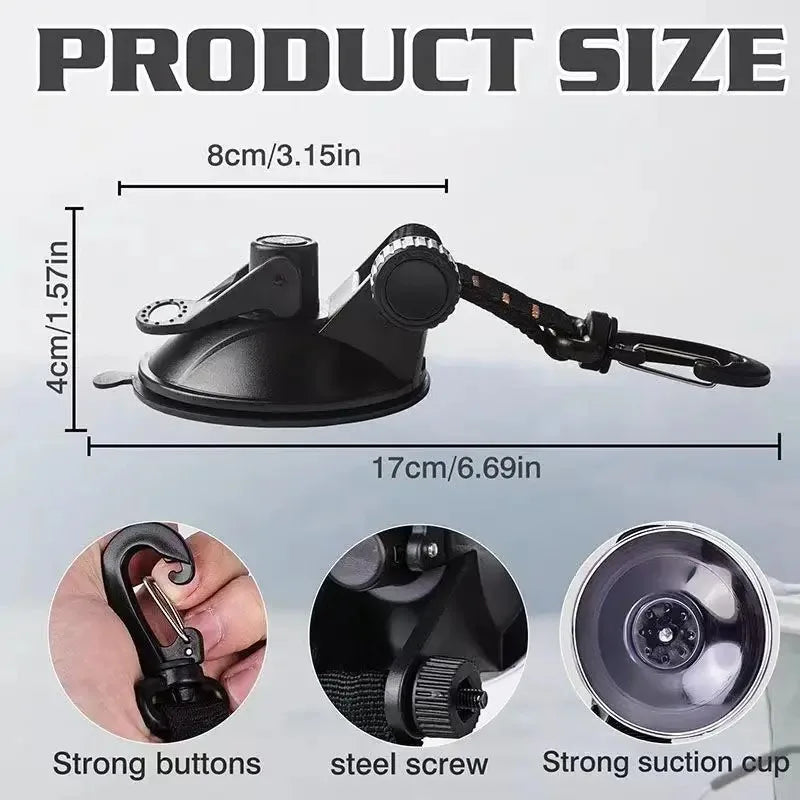 Strong Car Suction Cup Anchor Heavy Duty Tent Securing Hook Outdoor Camping Canopy Awning Tarp Tie Down Carabiner